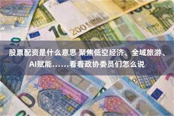 股票配资是什么意思 聚焦低空经济、全域旅游、AI赋能……看看政协委员们怎么说